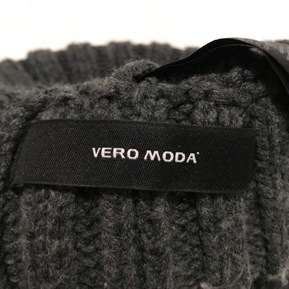 Vero Moda Cable Knit Beanie Hat Dark Grey - Picture 3 of 4